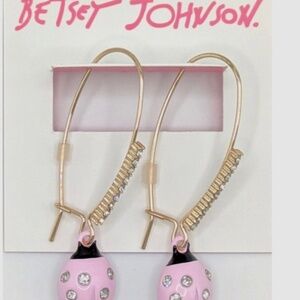 Betsey Johnson Pink Ladybug Earrings with Crystal Whimsical